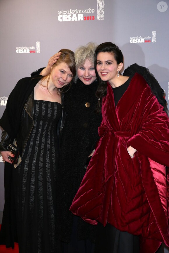 India Hair, Yolande Moreau et Julia Faure lors de la cérémonie des César le 22 février 2013 à Paris