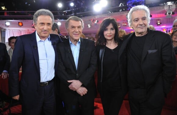 Salvatore Adamo, Michel Drucker, Evelyne Bouix et Pierre Arditi - Enregistrement de l'émission Vivement Dimanche à Paris, le 27 février 2013 et qui sera diffusée le 3 Mars.