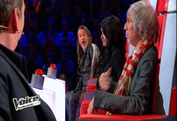 Garou, Louis Bertignac, Jenifer, Florent Pagny, dans The Voice 2, diffusée depuis le 2 février 2013 sur TF1.