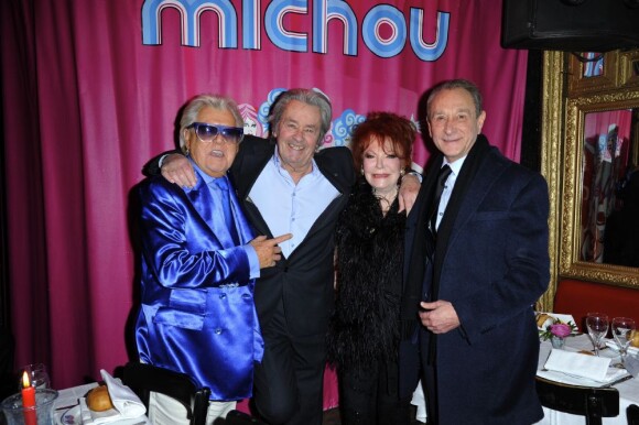 Michou, Alain Delon, le maire de Paris Bertrand Delanoë, ils étaient tous à la soirée Regine's Birthday afin de célébrer les 83 ans de Régine. La soirée s'est déroulée dans le cabaret de Michou à Paris, le 12 février 2013.