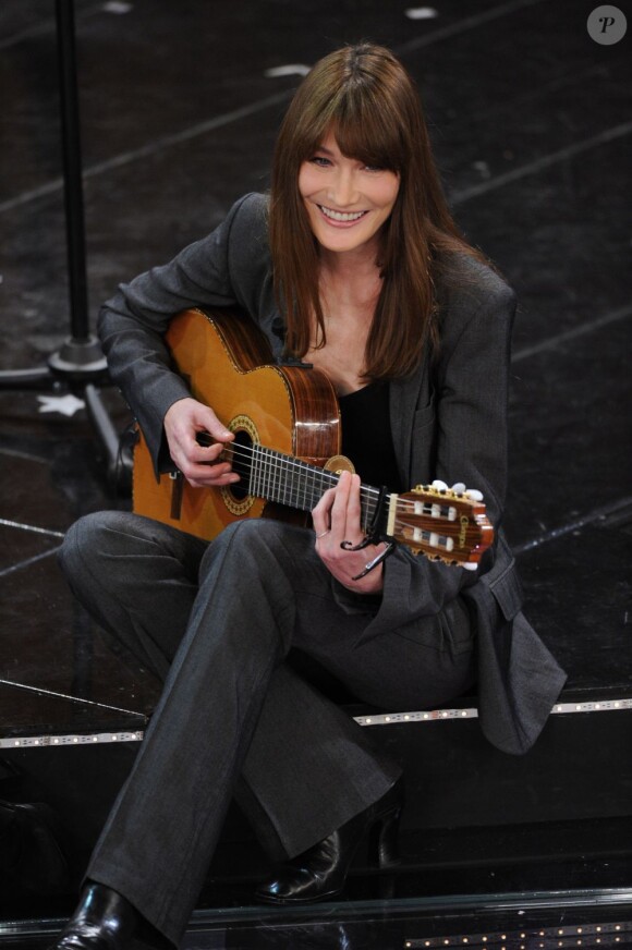 Carla Bruni au 63e festival de la musique Italienne de San Remo, le 13 février 2013.