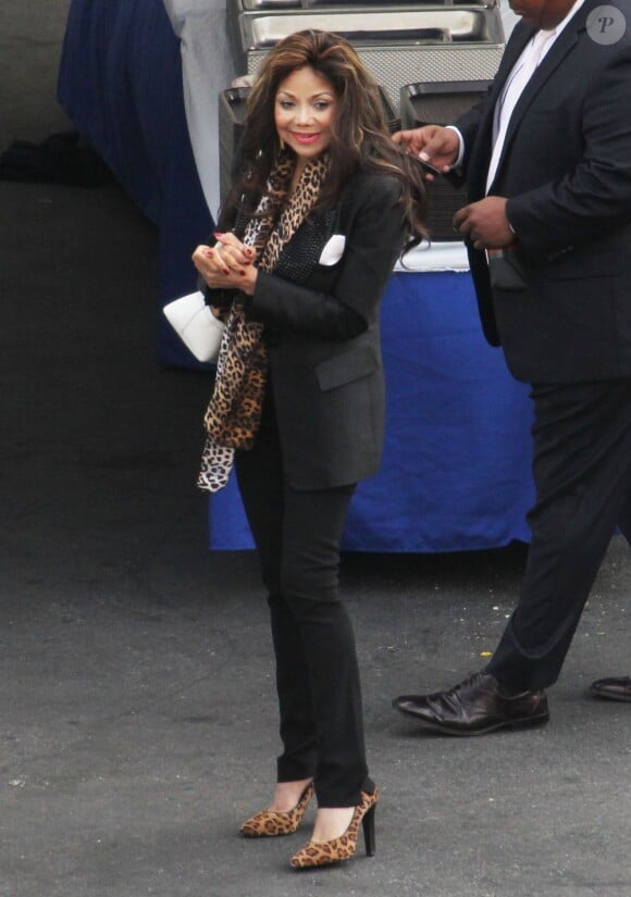 La Toya Jackson en visite sur le tournage de la serie 90210 à Los Angeles, le 4 mars 2013.
