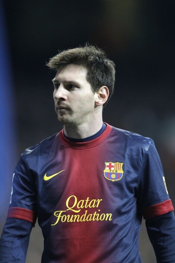 Lionel Messi lors du match entre le Real Madrid et Barcelone au Santiago Bernabeu de Madrid le 30 janvier 2013