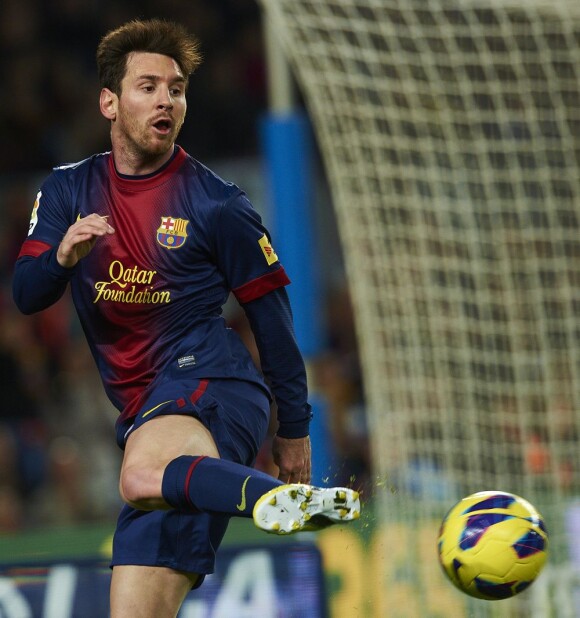 Lionel Messi lors du match entre le FC Barcelone et Osasuna au Camp Noude Barcelone le 27 janvier 2013