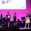 Nicolas Rossignol, Karine Ferri, Estelle Denis, Estelle Lefébure et Sandrine Quétier au gala "2000 femmes chantent contre le cancer" à l'Olympia de Paris, le 7 mars 2013.