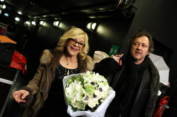 Nicoletta et son mari Jean-Christophe au gala "2000 femmes chantent contre le cancer" à l'Olympia de Paris, le 7 mars 2013.