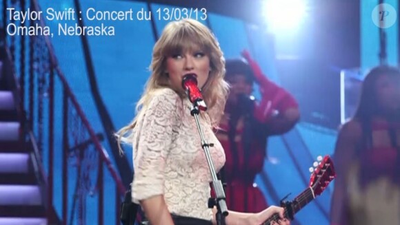 La chanteuse Taylor Swift, sur scène, pour le premier concert de sa tournée intitulée Red Tour, dans le Nebraska, le 13 mars 2013.