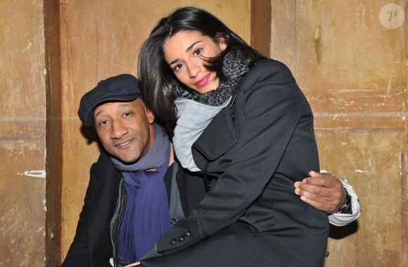 Edouard Montoute et Loubna lors de l'avant-première du film Désordres à Paris le 26 mars 2013