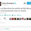 Pedro annonce la naissance de son fils Bryan sur Twitter le 4 avril 2013.