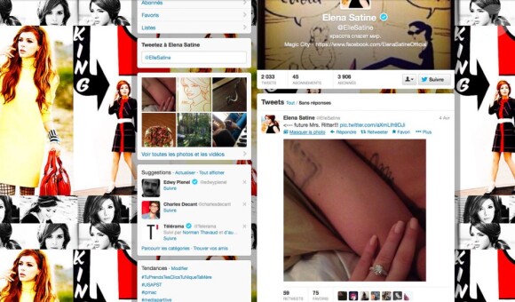 Elena Satine a posté sur Twitter une photo de sa bague de fiançailles avec Tyson Ritter des All-American Rejects, le 4 avril 2013