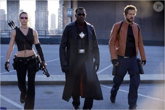 Wesley Snipes, Jessica Biel et Ryan Reynolds dans "Blade Trinity" en 2004.