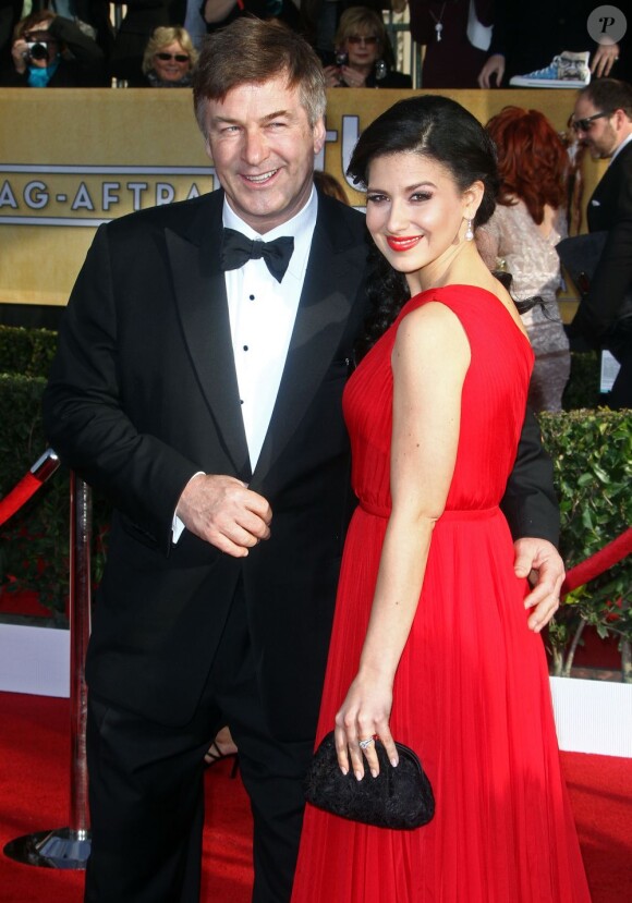 L'acteur Alec Baldwin et sa femme Hilaria Thomas, à la 19e cérémonie des SAG Awards 2013 à Los Angeles, le 27 janvier 2013.