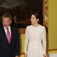  La princesse Mary de Danemark lors des arrivées au palais Moltke (Christian VII) le 5 avril 2013 pour le dîner ponctuant la visite d'Etat de deux jours du président de la Finlande Sauli Niinistö et son épouse Jenni Haukio. 