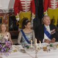  La princesse Mary de Danemark était éblouissante pour le dîner d'Etat donné le 4 avril 2013 au palais de Fredensborg pour le président finlandais Sauli Niinistö et son épouse Jenni Haukio. 