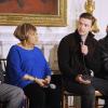 Justin Timberlake, Sam Moore, Mavis Staples et Charlie Musselwhite invités à la Maison Blanche pour parler de la musique soul, lors d'une conférence et d'une séance de questions-réponses avec des étudiants, à Washington, le 9 avril 2013.
