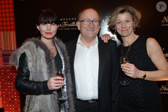 Delphine Chanéac, Dominique Pierre, Véronique Blin à la soirée Nicolas Feuillatte, célèbre maison de champagne, aux Salons France Amériques à Paris, mercredi 10 avril 2013.