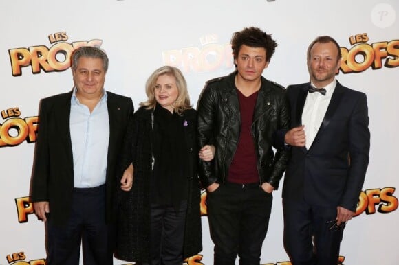 Christian Clavier, Isabelle Nanty, Kev Adams, Pierre-François Martin-Laval à la première du film Les Profs au Grand Rex à Paris, le 9 avril 2013.