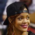 Rihanna assiste à la rencontre entre les Miami Heat et les Milwaukee Bucks à l'American Airlines Arena. Miami, le 21 avril 2013.