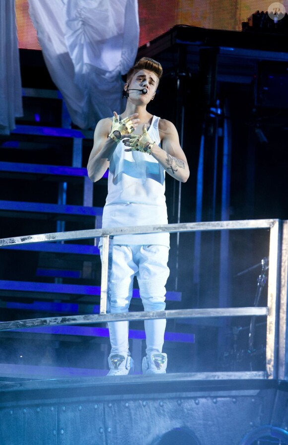 Le chanteur Justin Bieber en concert à Stockholm, le 22 avril 2013.