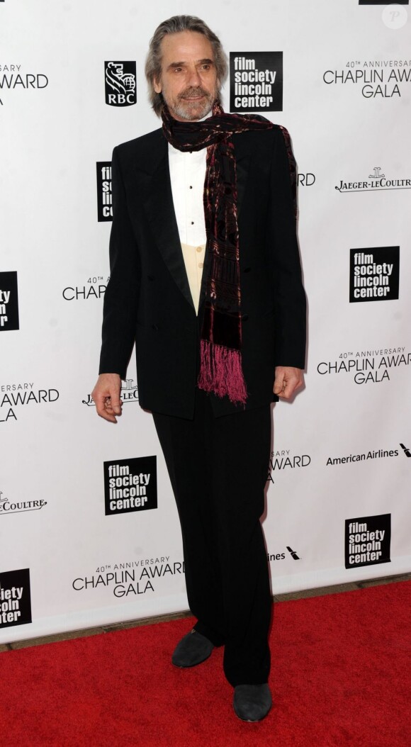 Jeremy Irons lors du gala Chaplin Awards à New York le 22 avril 2013