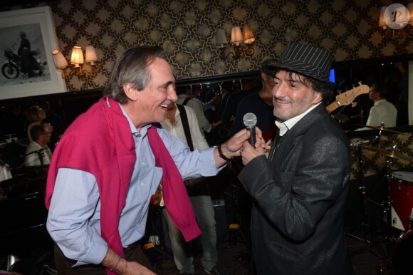Philippe Lavil et Rachid Taha lors de la dernière soirée Chabada au restaurant La Plage à Paris le jeudi 25 avril 2013