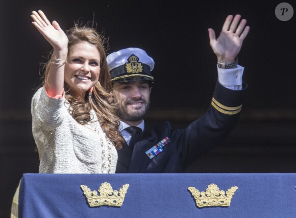 Célébrations du 67e anniversaire du roi Carl XVI Gustaf de Suède, le 30 avril 2013 au palais royal Drottningholm à Stockholm. La reine Silvia, le prince Carl Philip et la princesse Madeleine y prenaient part, mais pas la princesse Victoria et le prince Daniel, en déplacement à Amsterdam pour l'intronisation du roi Willem-Alexander des Pays-Bas.