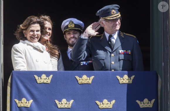 Célébrations du 67e anniversaire du roi Carl XVI Gustaf de Suède, le 30 avril 2013 au palais royal Drottningholm à Stockholm. La reine Silvia, le prince Carl Philip et la princesse Madeleine y prenaient part, mais pas la princesse Victoria et le prince Daniel, en déplacement à Amsterdam pour l'intronisation du roi Willem-Alexander des Pays-Bas.
