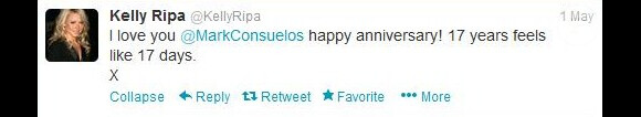 Kelly Ripa a fêté le 1er mai 2013 ses 17 ans de mariage avec Mark Consuelos.