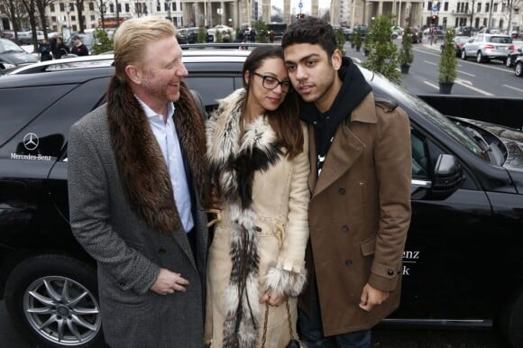 Boris Becker, sa femme Lilly et son fils Noah lors de la Fashion Week de Berlin le 17 janvier 2013