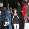 David et Victoria Beckham ont emmené leurs enfants Brooklyn, Romeo, Cruz et Harper au restaurant 'Le Jules Verne' situé au deuxième étage de la Tour Eiffel. A Paris le 5 mai 2013.