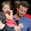 David et Victoria Beckham ont emmené leurs enfants Brooklyn, Romeo, Cruz et Harper au restaurant 'Le Jules Verne' situé au deuxième étage de la Tour Eiffel. A Paris le 5 mai 2013.
