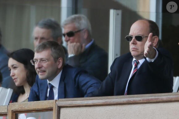 Dmitry Rybolovlev et Prince Abert II au stade Louis-II pour le match opposant l'AS Monaco à Caen, à Monaco le 4 mai 2013.