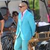 Jennifer Lopez et le rappeur Pitbull sur le tournage du nouveau clip "Live It Up" de Jennifer Lopez sur la plage à Miami, le 5 mai 2013. Casper Smart, le compagnon de Jennifer, ainsi que l'actrice Eva Marcille étaient également présents.