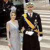 La princesse Letizia et le prince Felipe d'Espagne à Amsterdam le 30 avril 2013 pour l'intronisation du roi Willem-Alexander des Pays-Bas.