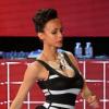 Sonia Rolland tente de séduire le public des Trace Urban Music Awards avec des faux attributs et une robe très moulante. Paris, le 14 mai 2013.