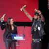 La Fouine et Zaho reçoivent l'award de la Meilleure Collaboration pour Ma Meilleure lors des Trace Urban Music Awards au Trianon. Paris, le 14 mai 2013.