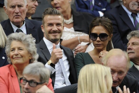 David et Victoria Beckham lors de la finale de Wimbledon le 8 juillet 2012