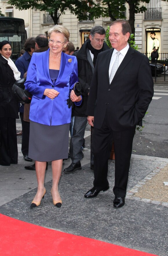 Michèle Alliot-Marie et son mari Patrick Ollier à la 19e édition du gala "Musique contre l'oubli" au profit d'Amnesty International au Théâtre des Champs-Élysées à Paris le 16 mai 2013.