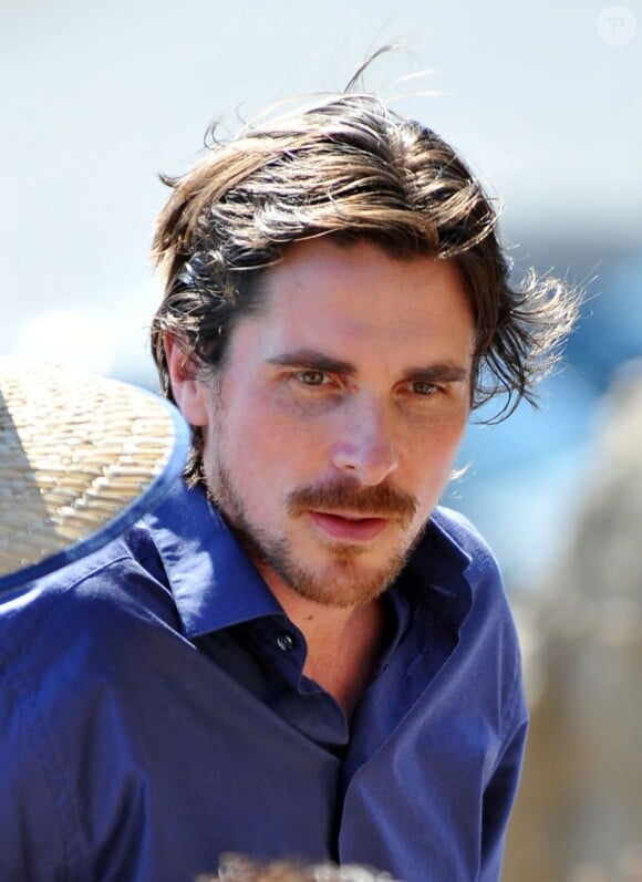 Christian Bale sur le tournage de Knight of Cups à Marina Del Rey (Californie) le 10 août 2012.