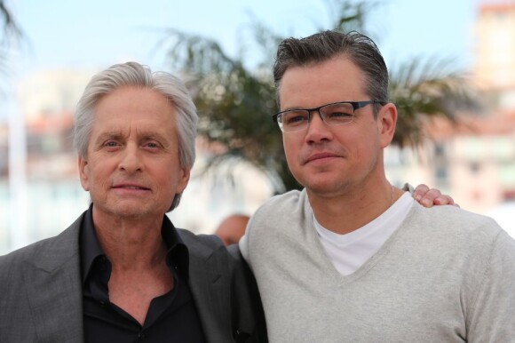 Michael Douglas et Matt Damon unis pendant le photocall du film Behind The Candelabra (Ma Vie avec Liberace) lors du 66e Festival du film de Cannes, le 21 mai 2013.