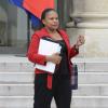 Christiane Taubira à la sorte du Conseil des ministres du jeudi 2 mai 2013 au palais de l'Elysée à Paris.