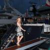 Kylie Minogue assiste à la soirée Roberto Cavalli sur le yacht du créateur italien. Cannes, le 22 mai 2013.