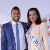Jo-Wilfried Tsonga et Marine Lorphelin, Miss France 2013, lors de la soirée des joueurs de Roland-Garros qui se déroulait à la Résidence de l'Ambassadeur des Etats-Unis à Paris le 24 mai 2013