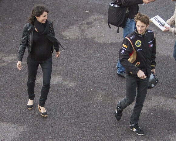 Romain Grosjean, Marion Jollès dans les allées du paddock du Grand Prix de F1 de Monaco le 25 mai 2013