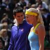 Novak Djokovic et Kristina Mladenovic lors de la Journée des Enfants de Roland-Garros la veille du début du tournoi, le 25 mai 2013