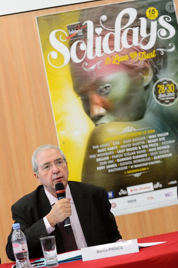 Jean-Paul Huchon lors de la conférence de presse "Solidays 2013" à Paris le 29 mai 2013.