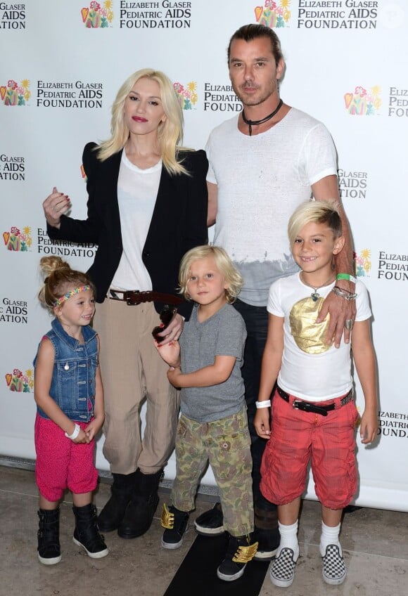 Gwen Stefani, Gavin Rossdale et leurs deux garçons Zuma et Kingston assistent à l'événement A Time for Heroes de la fondation Elizabeth Glaser au Century Park. Los Angeles, le 2 juin 2013.