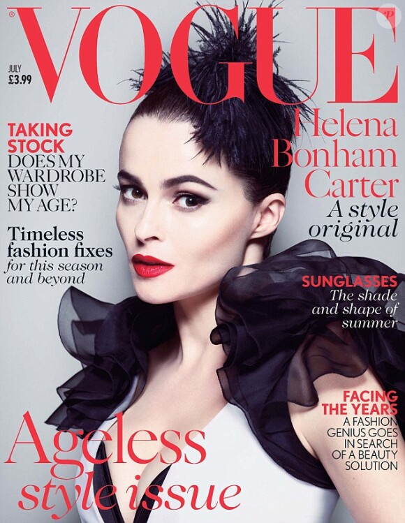 Helena Bonham Carter en couverture du magazine Vogue, édition UK - juillet 2013
