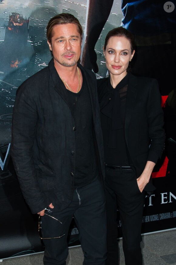 Brad Pitt et Angelina Jolie arrivent à Paris pour la promotion du film World War Z le 3 juin 2013