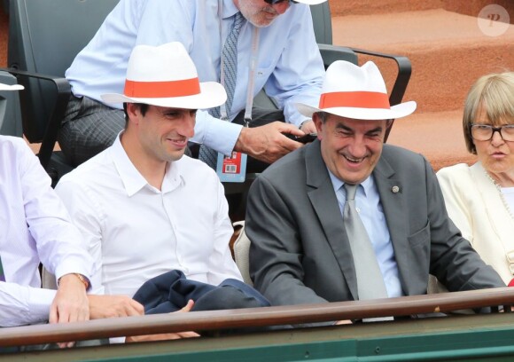 Tony Estanguet et Jean Gachassin à Roland-Garros lors du 12e jour des Internationaux de France le 6 juin 2013